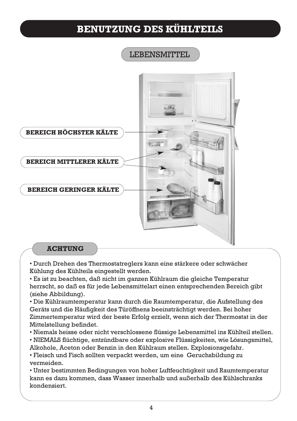 Benutzung des kühlteils, Lebensmittel | Fagor FFJ2667 User Manual | Page 62 / 88