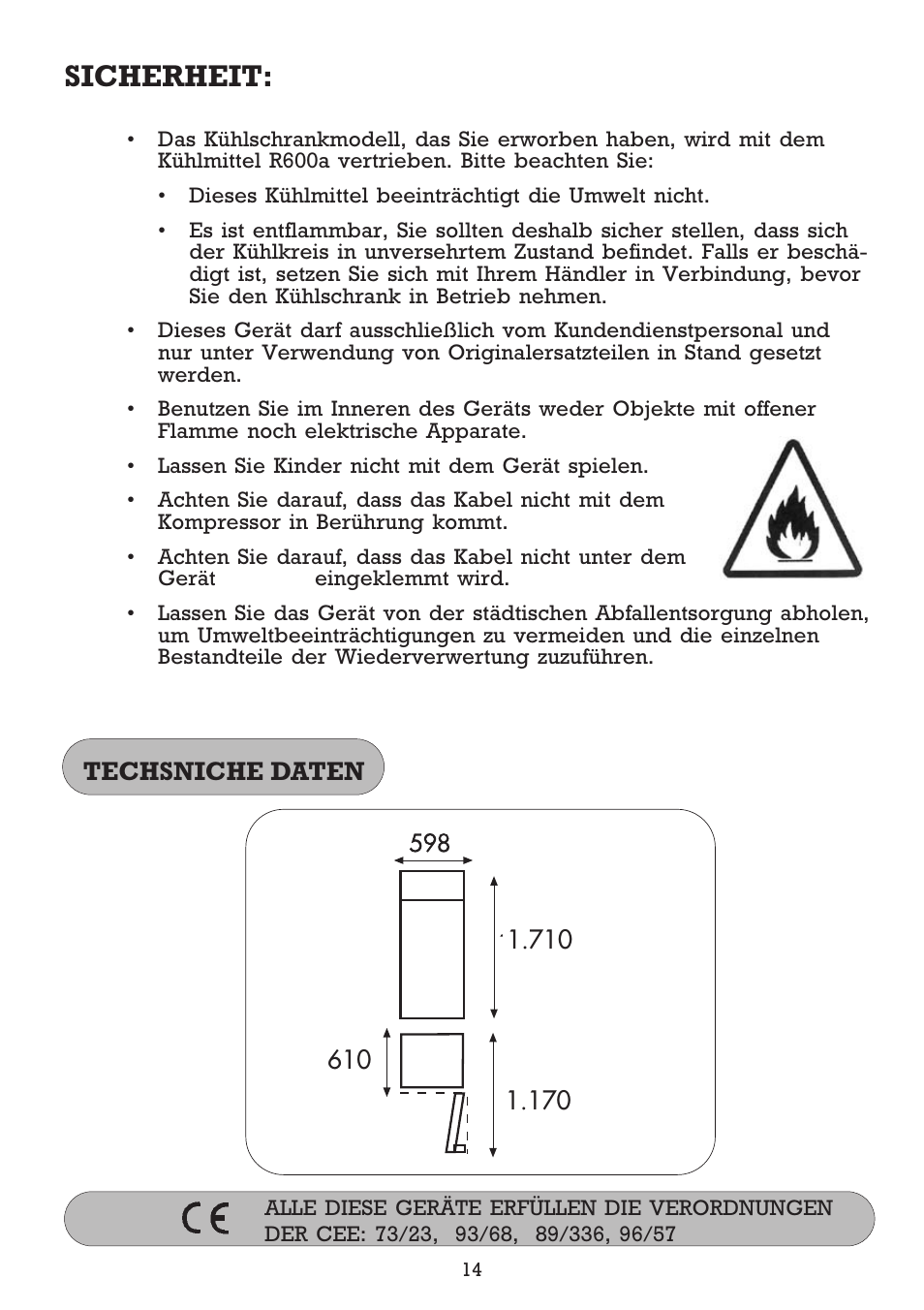 Fq8g230a6 72-88, Sicherheit, Techsniche daten | Fagor FFJ2667 User Manual | Page 72 / 88
