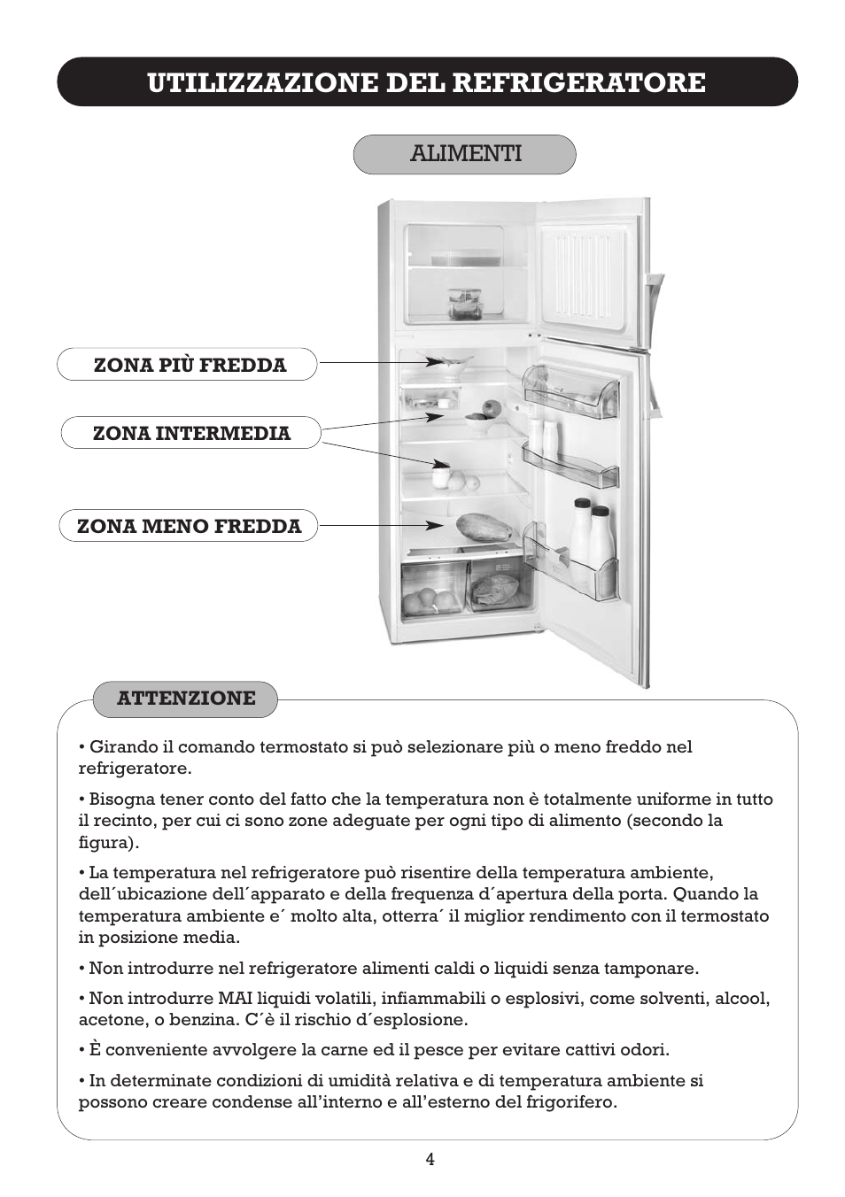 Utilizzazione del refrigeratore, Alimenti | Fagor FFJ2667 User Manual | Page 76 / 88
