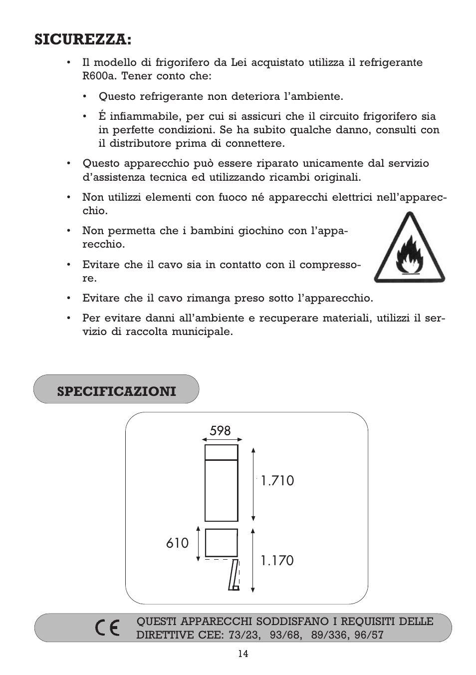 Sicurezza, Specificazioni | Fagor FFJ2667 User Manual | Page 86 / 88