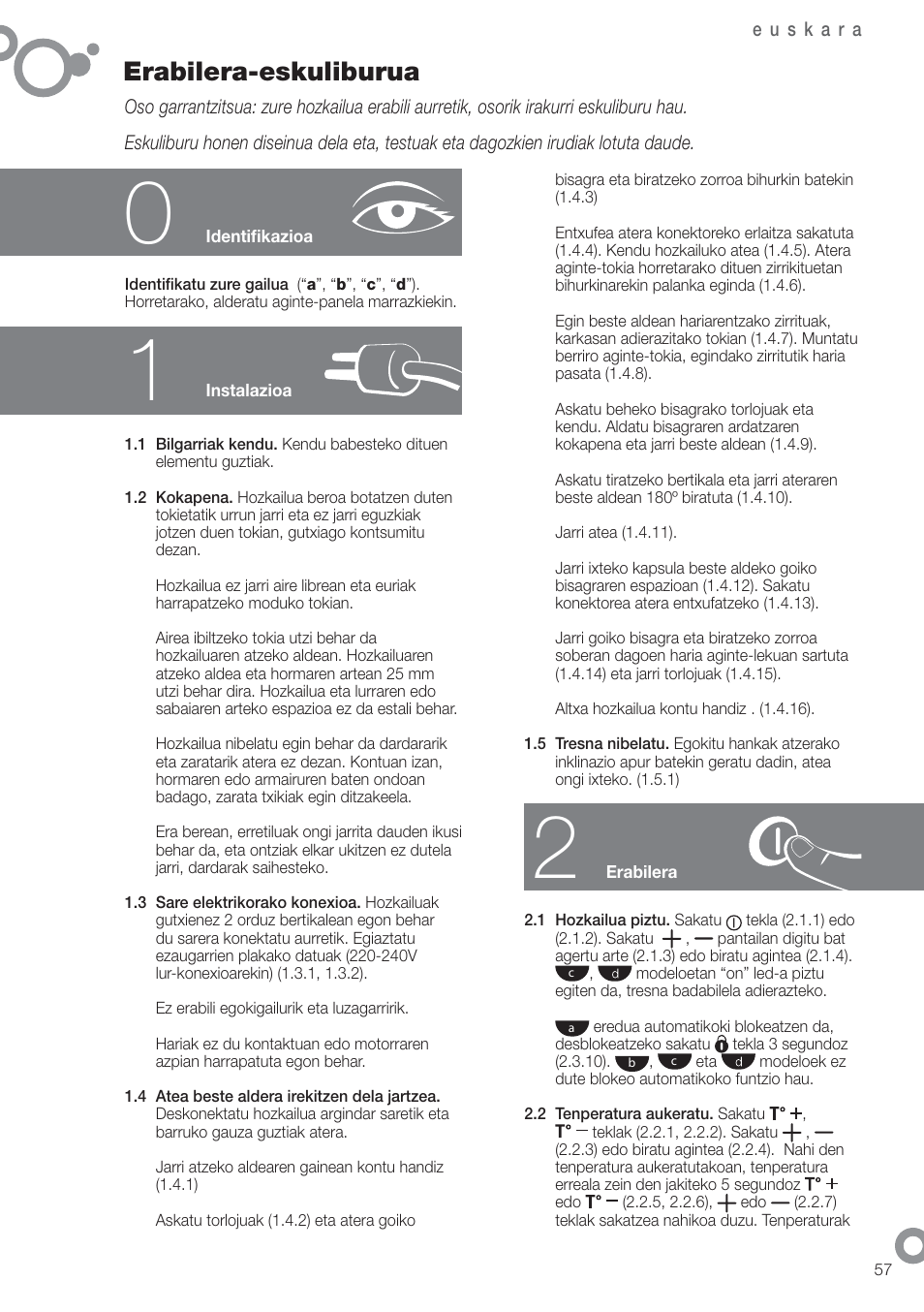 Erabilera-eskuliburua | Fagor FFK1700X User Manual | Page 59 / 62