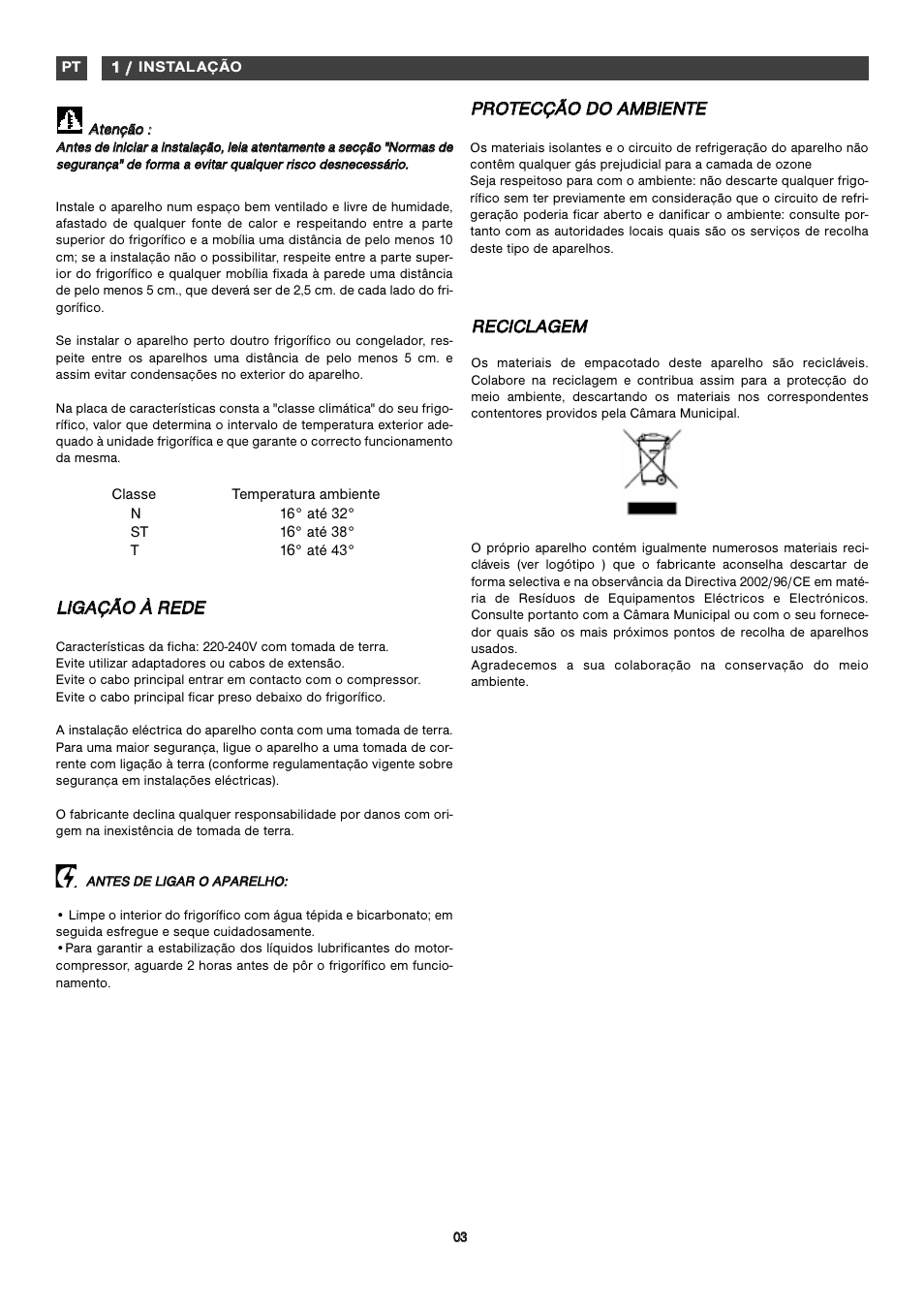 Inst, Rre ec ciic cl la ag ge em m | Fagor FFK1574 User Manual | Page 13 / 56