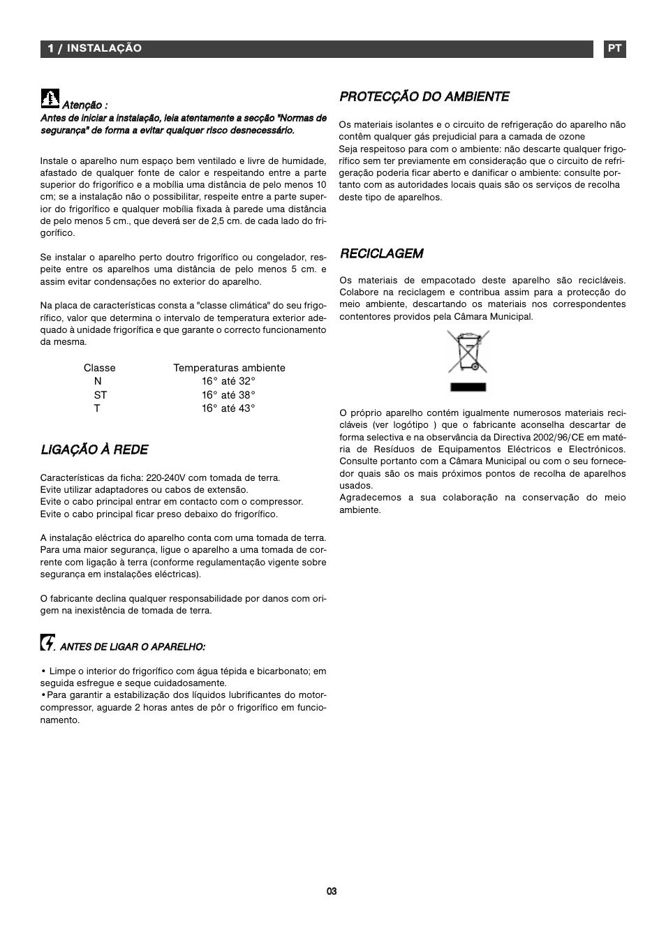 Inst, Rre ec ciic cl la ag ge em m | Fagor FFK1570 User Manual | Page 12 / 50