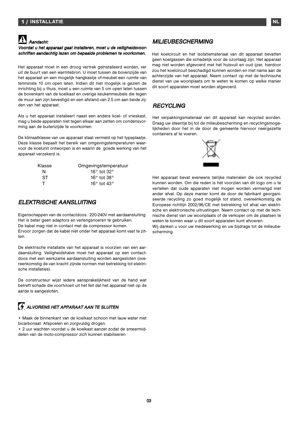 Inst, Rre ec cy yc cl liin ng g, Mmiil liie eu ub be es sc ch he er rm miin ng g | Fagor FFK1570 User Manual | Page 44 / 50