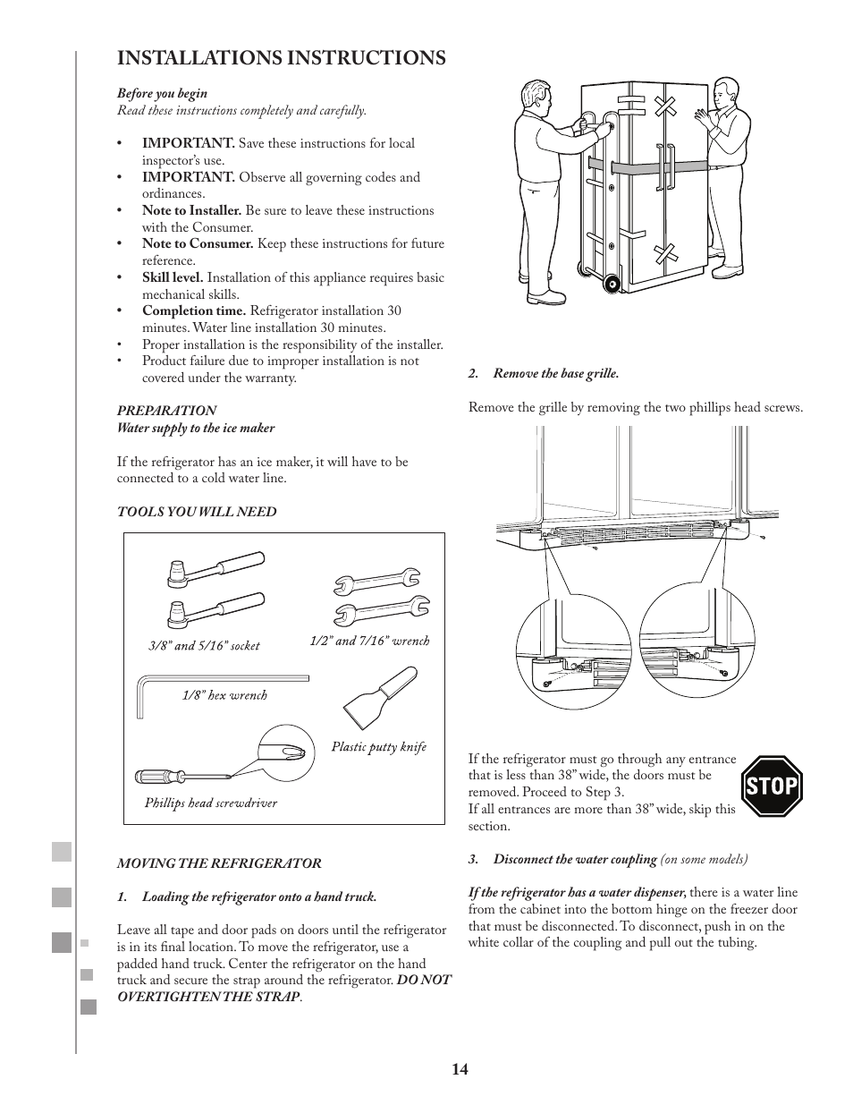 Installations instructions | Fagor FQ8965X User Manual | Page 14 / 122