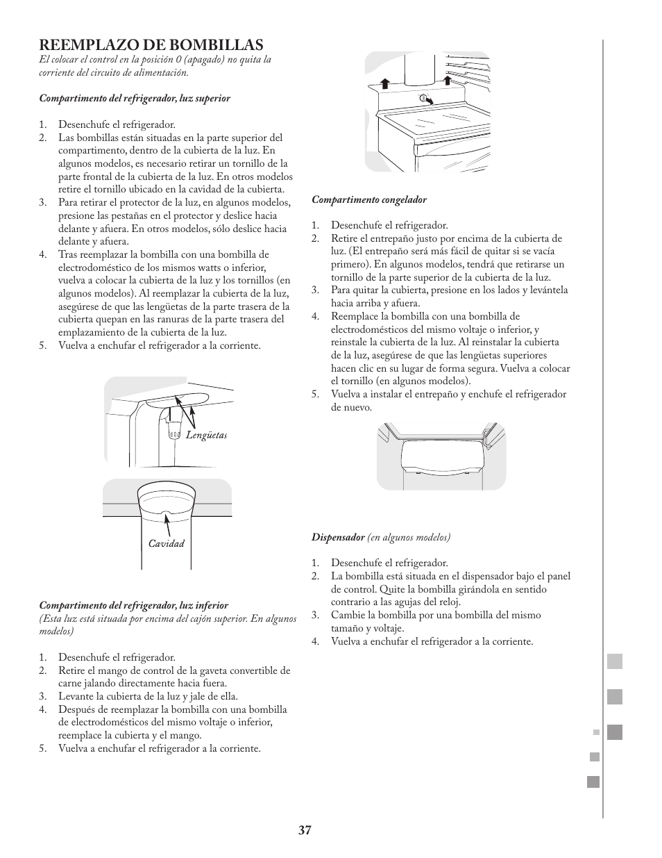 Reemplazo de bombillas | Fagor FQ8965X User Manual | Page 37 / 122