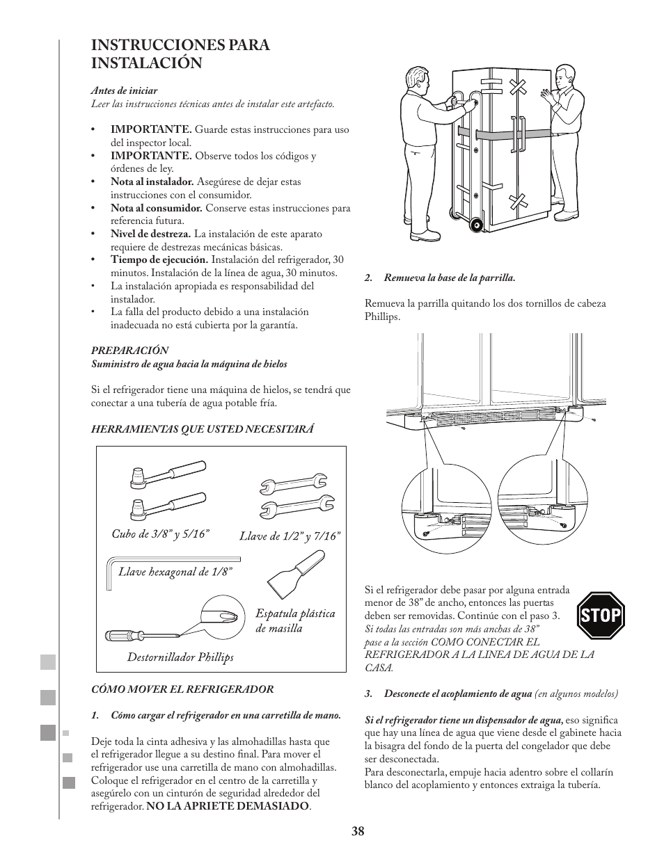 Instrucciones para instalación | Fagor FQ8965X User Manual | Page 38 / 122