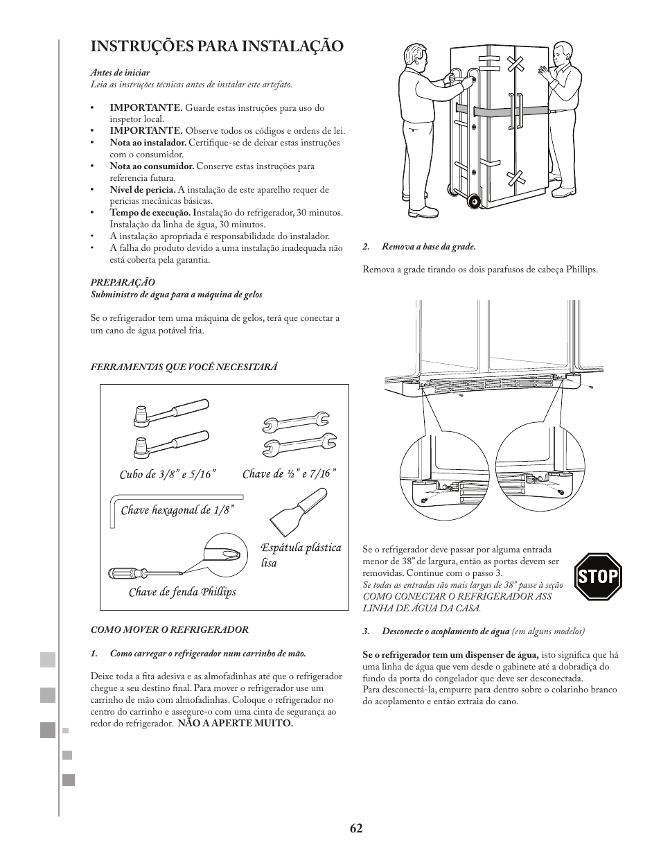 Instruções para instalação | Fagor FQ8965X User Manual | Page 62 / 122