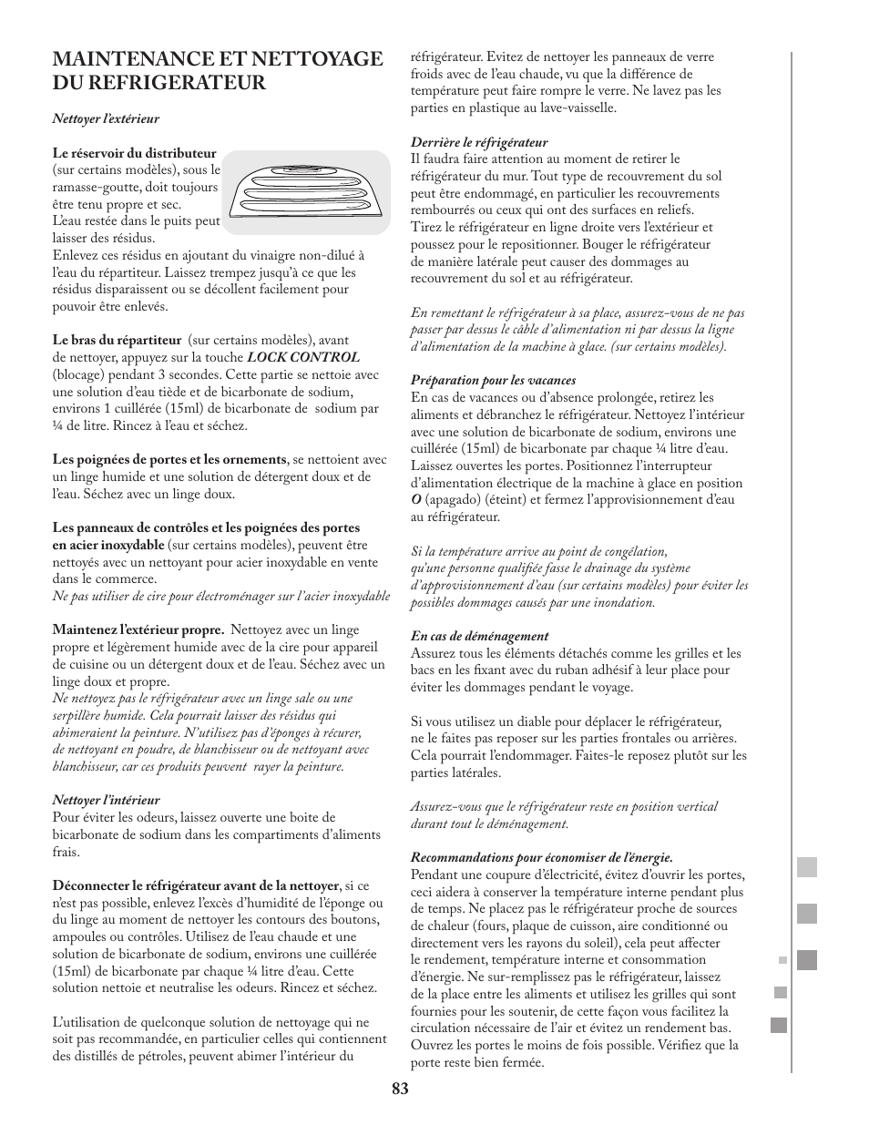 Maintenance et nettoyage du refrigerateur | Fagor FQ8965X User Manual | Page 83 / 122