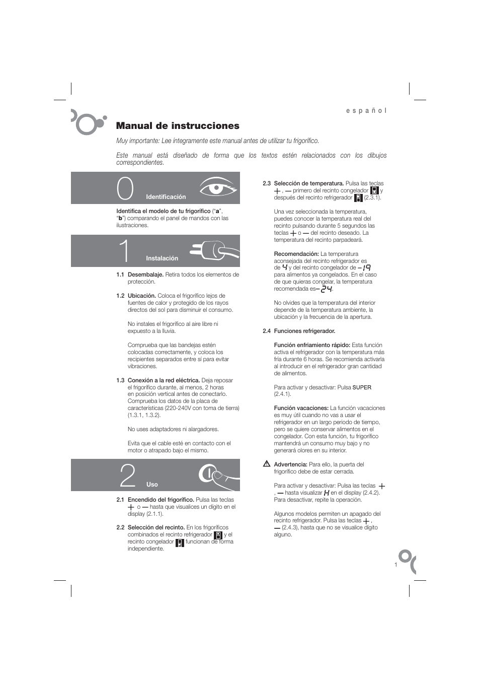 Manual de instrucciones | Fagor FIM-6725 User Manual | Page 3 / 74