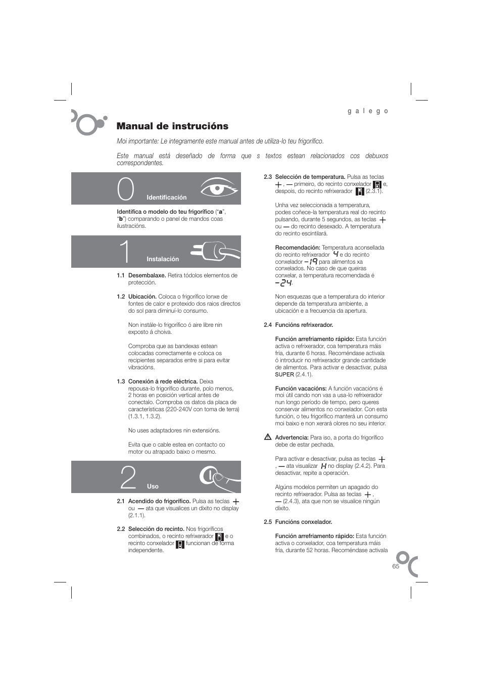 Manual de instrucións | Fagor FIM-6725 User Manual | Page 67 / 74