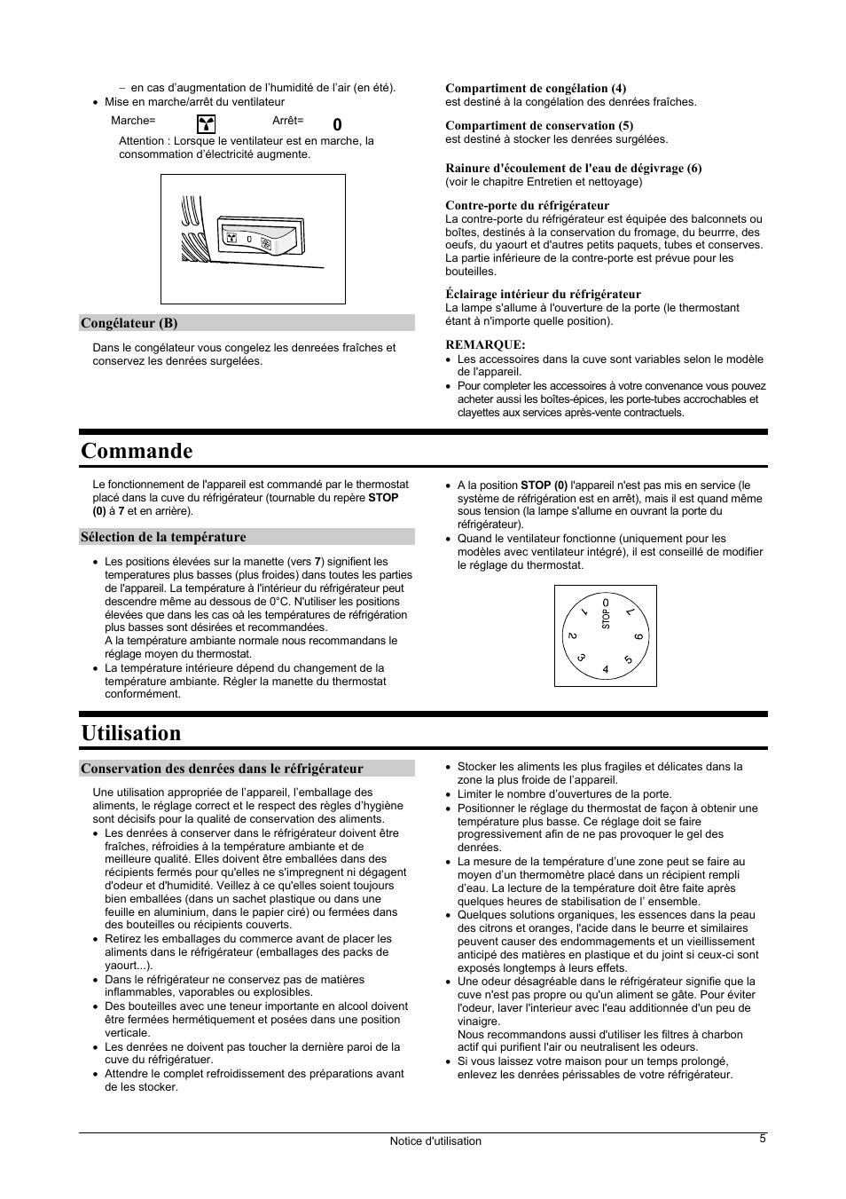 Commande, Utilisation | Fagor FIC-542 User Manual | Page 5 / 56