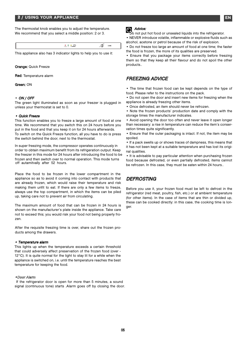 Ffr re ee ez ziin ng g a ad dv viic ce e, Dde ef fr ro os st tiin ng g | Fagor ZFA101 User Manual | Page 30 / 42