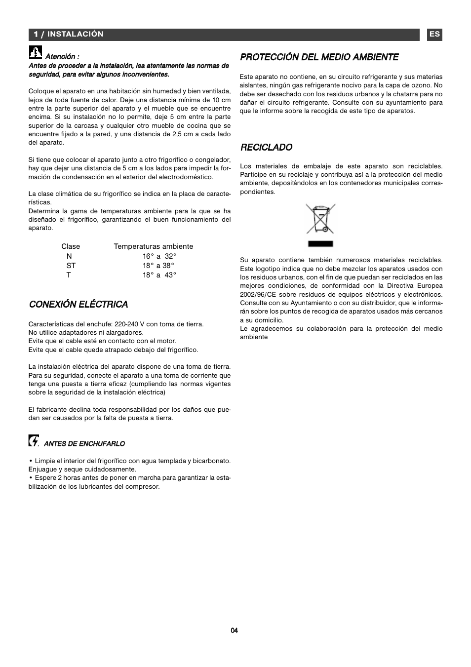 Inst | Fagor ZFA101 User Manual | Page 4 / 42