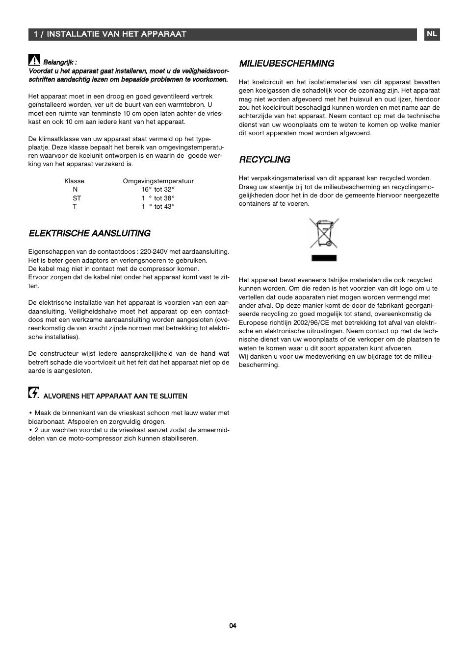 Inst, Mmiil liie eu ub be es sc ch he er rm miin ng g, Rre ec cy yc cl liin ng g | Fagor CFJ1520 User Manual | Page 44 / 50