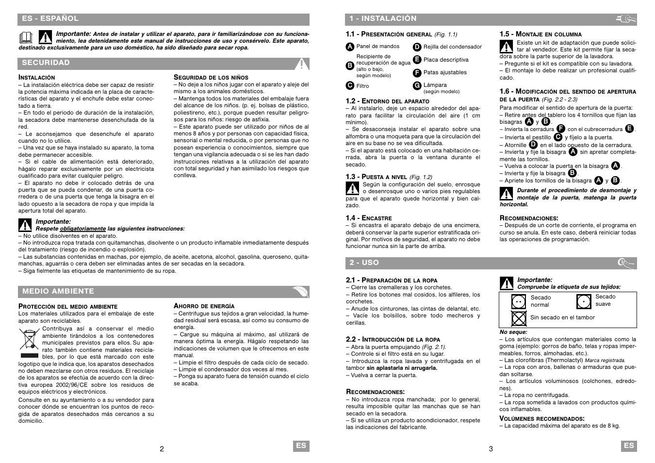 Fagor SFE-820CELX User Manual | Page 2 / 39