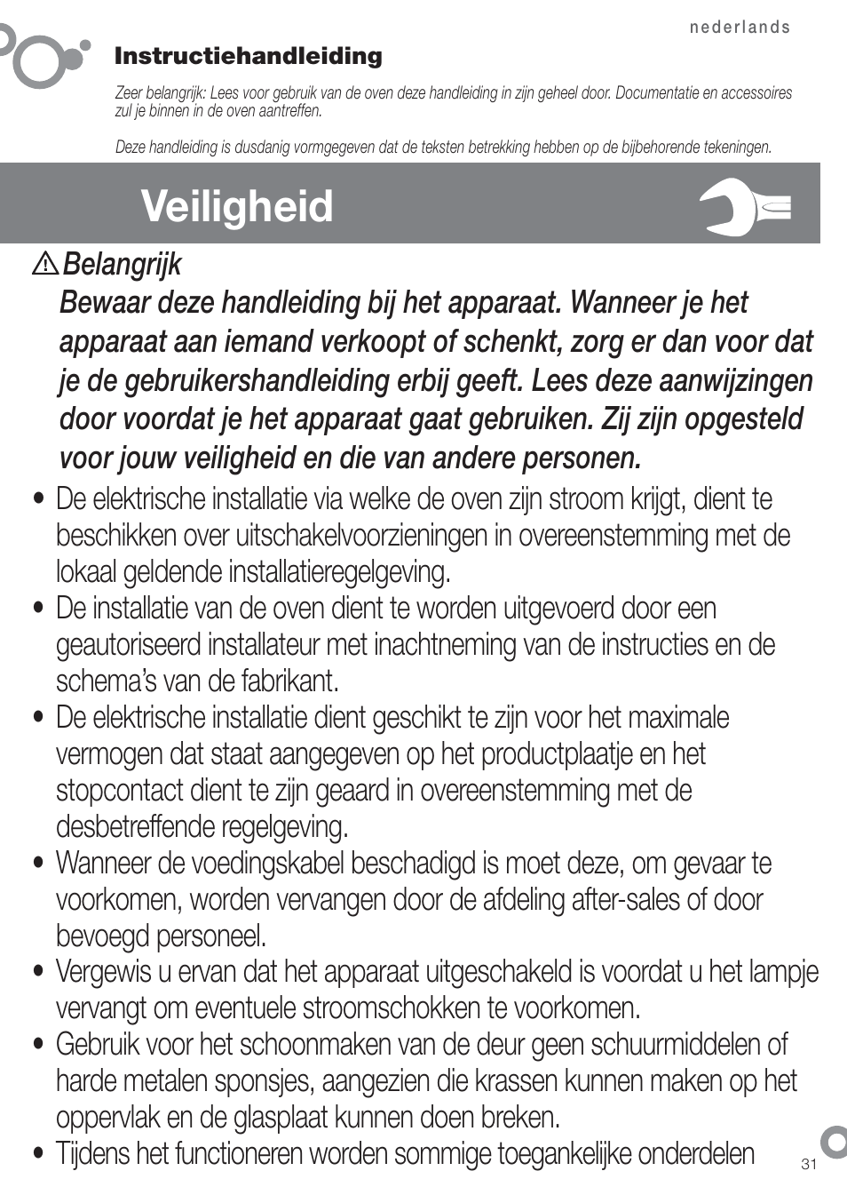 Veiligheid | Fagor 6H-185AN User Manual | Page 33 / 86