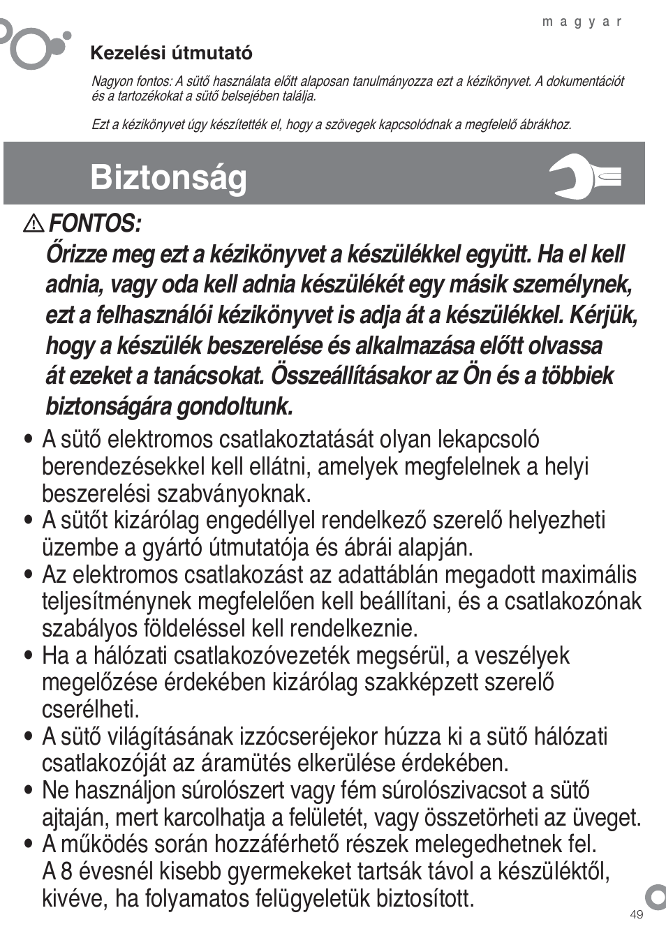 Biztonság | Fagor 6H-185AN User Manual | Page 51 / 86