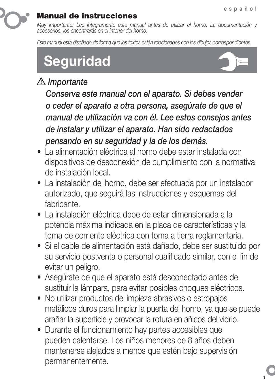Seguridad | Fagor 6H-880ATCX User Manual | Page 3 / 74