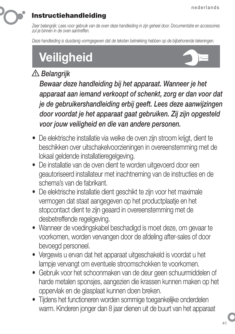 Veiligheid | Fagor 6H-880ATCX User Manual | Page 43 / 74