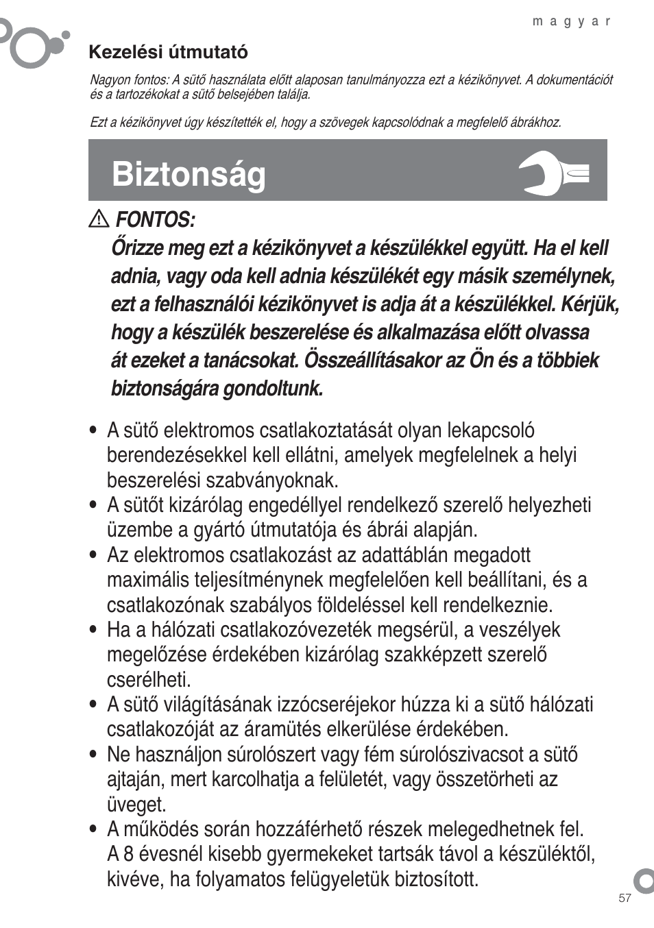 Biztonság | Fagor 6H-880ATCX User Manual | Page 59 / 74