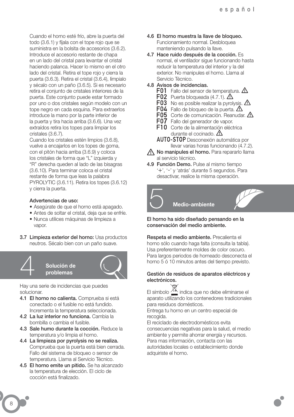 Fagor 6H-876ATCX User Manual | Page 10 / 86