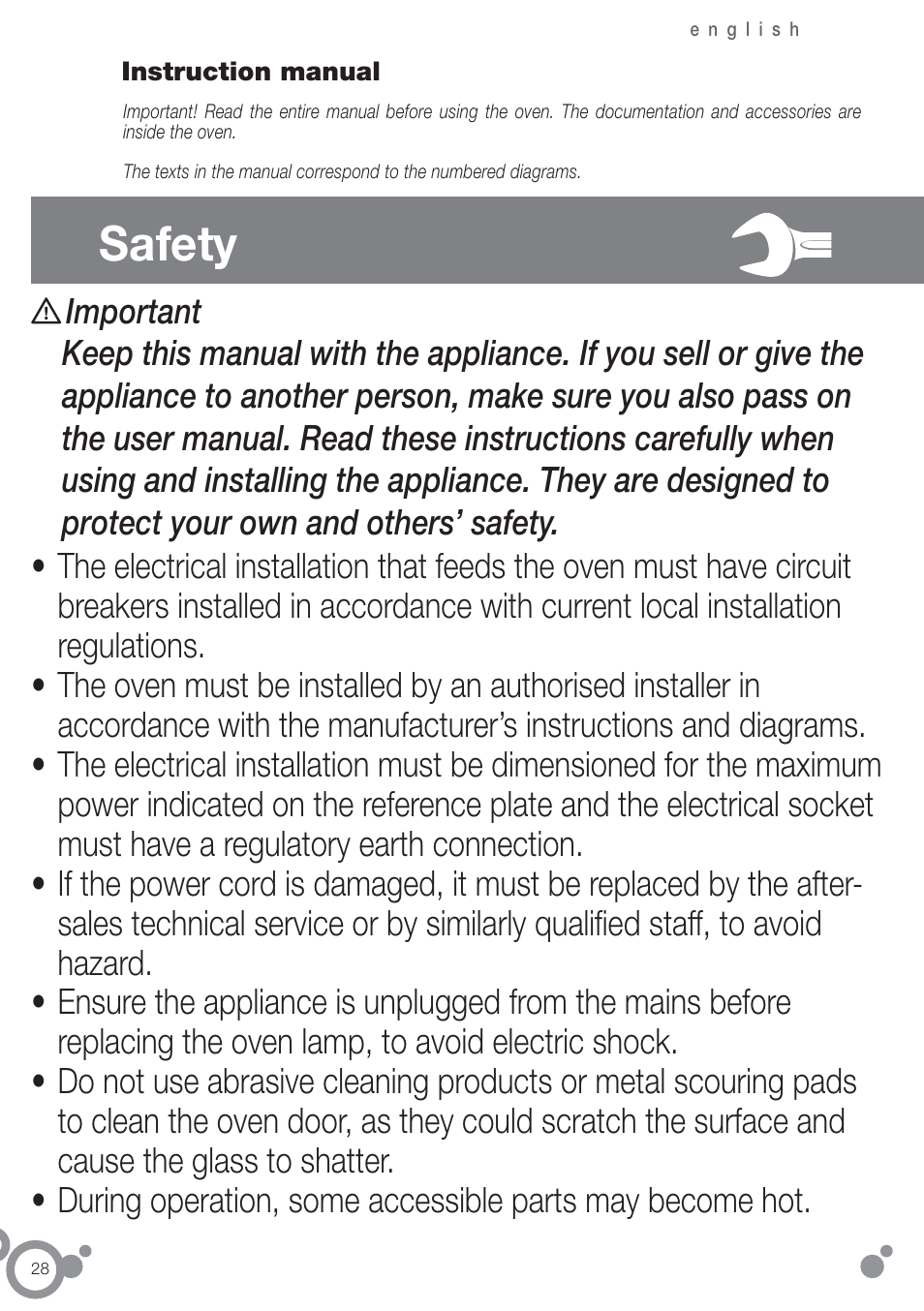 Safety | Fagor 6H-876ATCX User Manual | Page 30 / 86