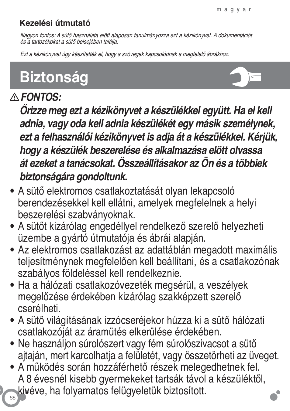 Biztonság | Fagor 6H-876ATCX User Manual | Page 68 / 86