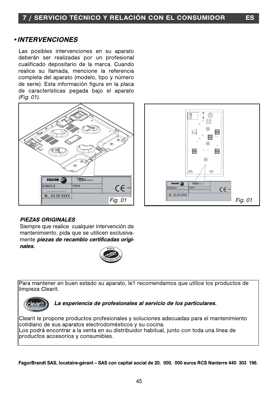 Intervenciones | Fagor 2MCF-2GSAXBUT User Manual | Page 45 / 68