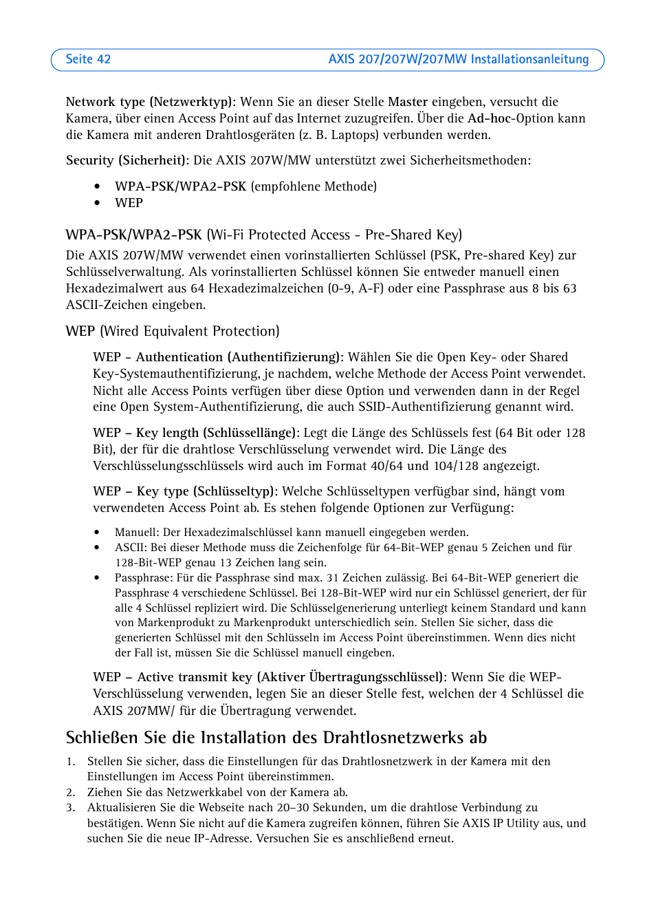 Axis Communications AXIS 207W User Manual | Page 42 / 73