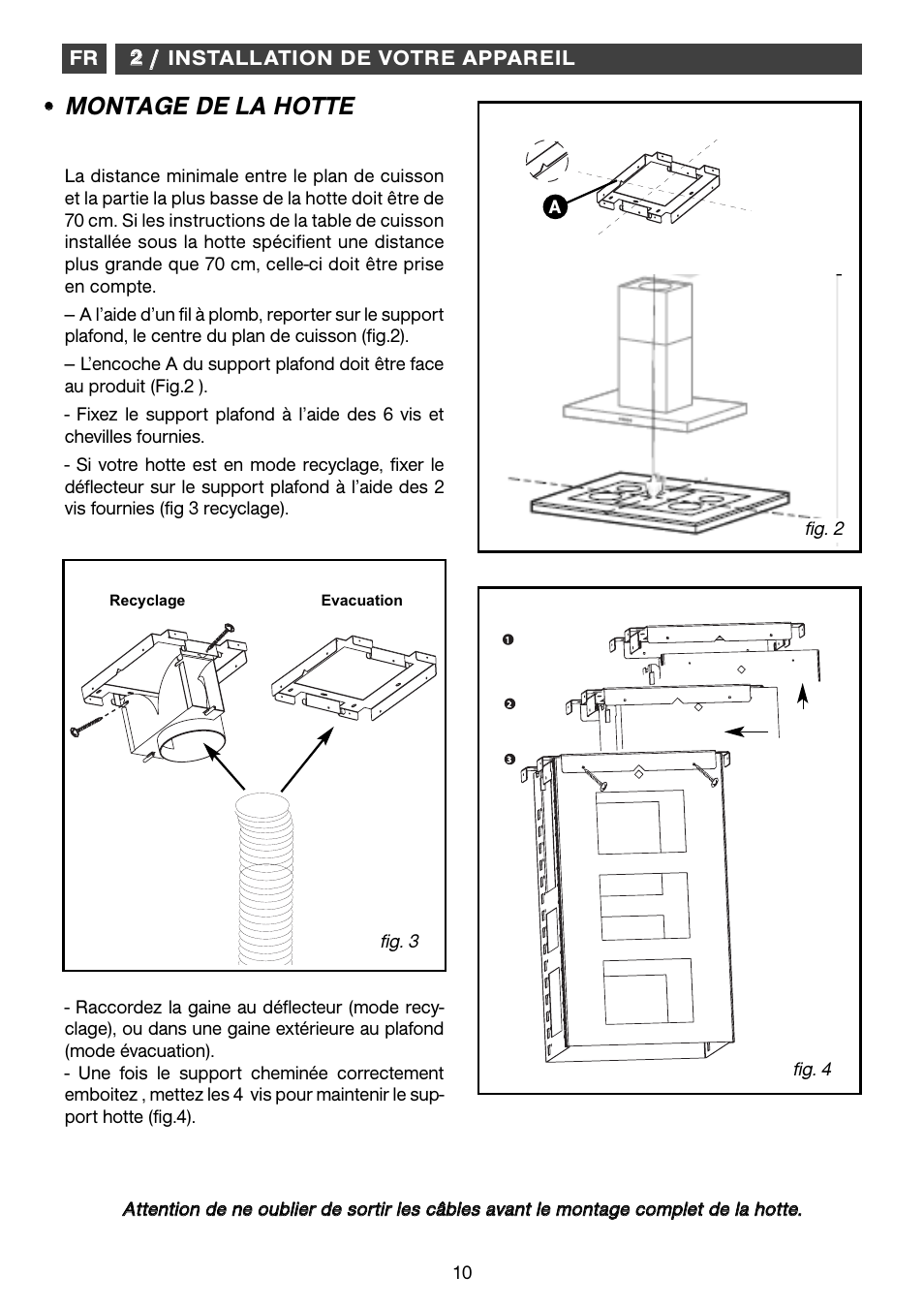 Montage de la hotte | Fagor CFB-1000AIX User Manual | Page 10 / 76