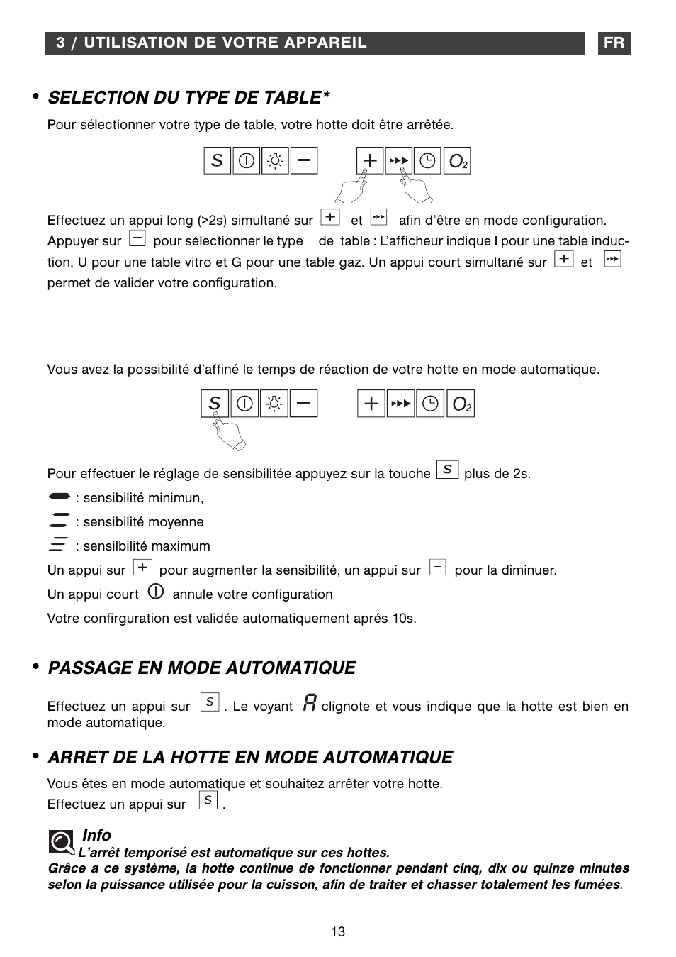 Selection du type de table | Fagor CFB-1000AIX User Manual | Page 13 / 76