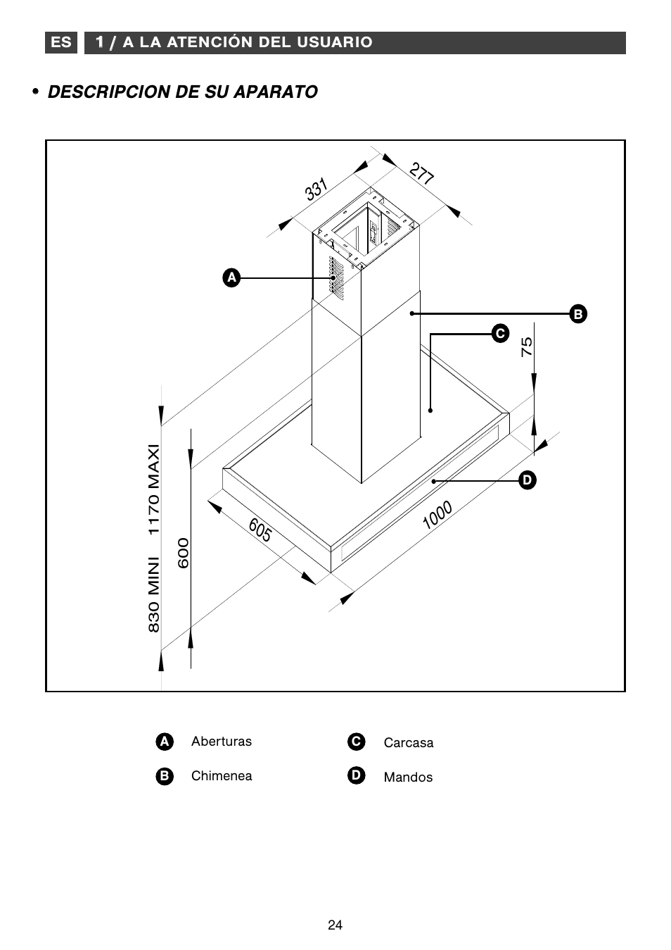 Descripcion de su aparato | Fagor CFB-1000AIX User Manual | Page 24 / 76