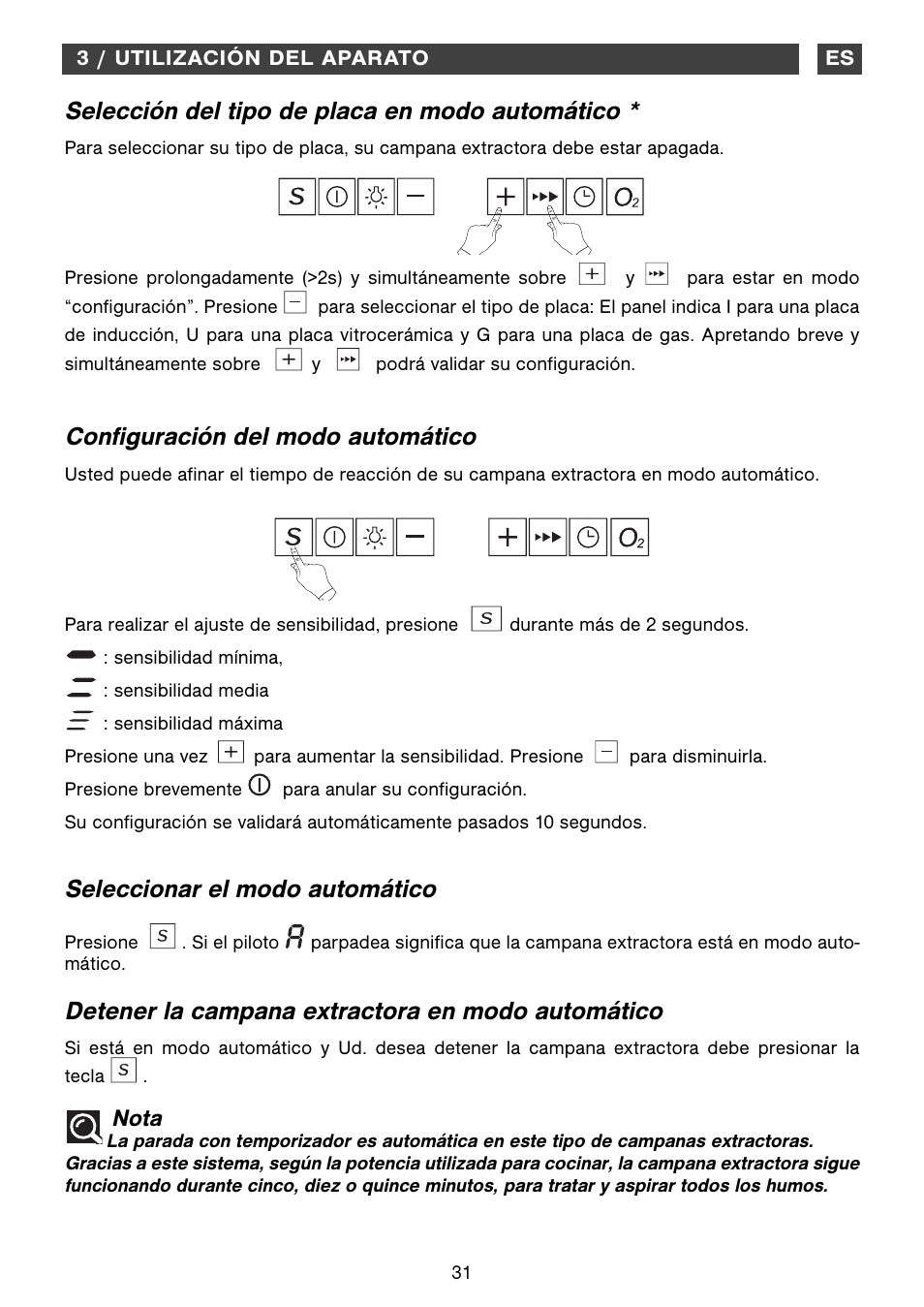 Selección del tipo de placa en modo automático, Configuración del modo automático, Nota | Fagor CFB-1000AIX User Manual | Page 31 / 76