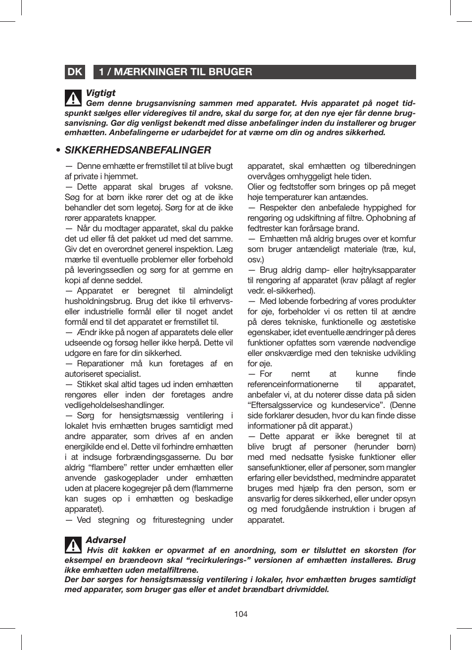 Fagor 9CFV92IX User Manual | Page 104 / 144