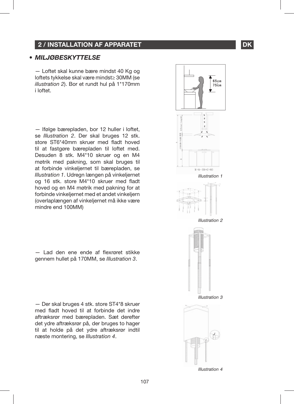 Miljøbeskyttelse, 2 / installation af apparatet dk | Fagor 9CFV92IX User Manual | Page 107 / 144