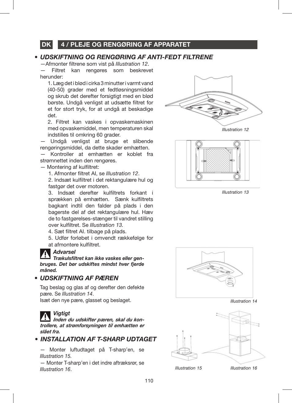 Installation af t-sharp udtaget | Fagor 9CFV92IX User Manual | Page 110 / 144