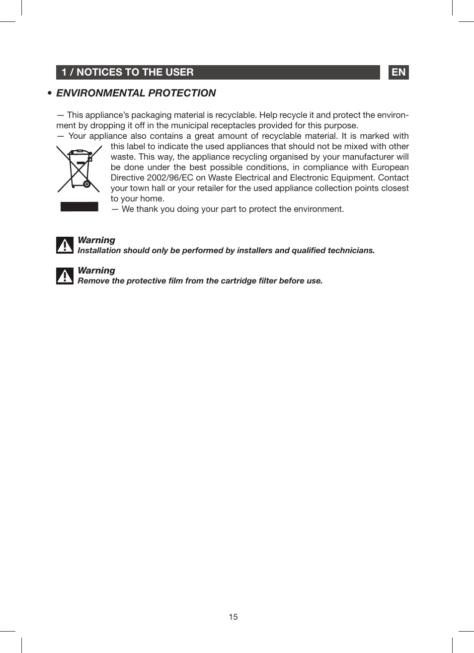 Fagor 9CFV92IX User Manual | Page 15 / 144