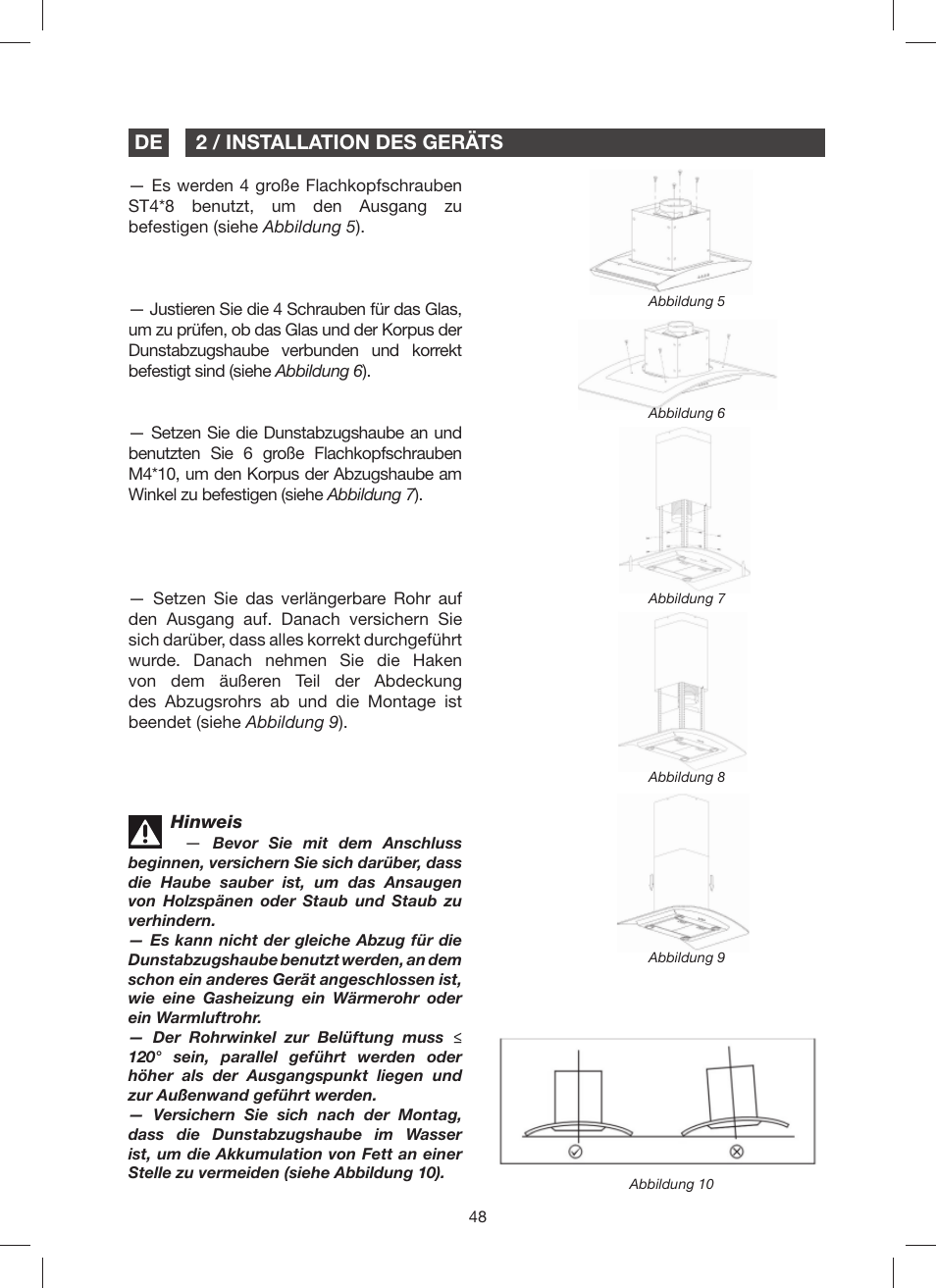 2 / installation des geräts de | Fagor 9CFV92IX User Manual | Page 48 / 144