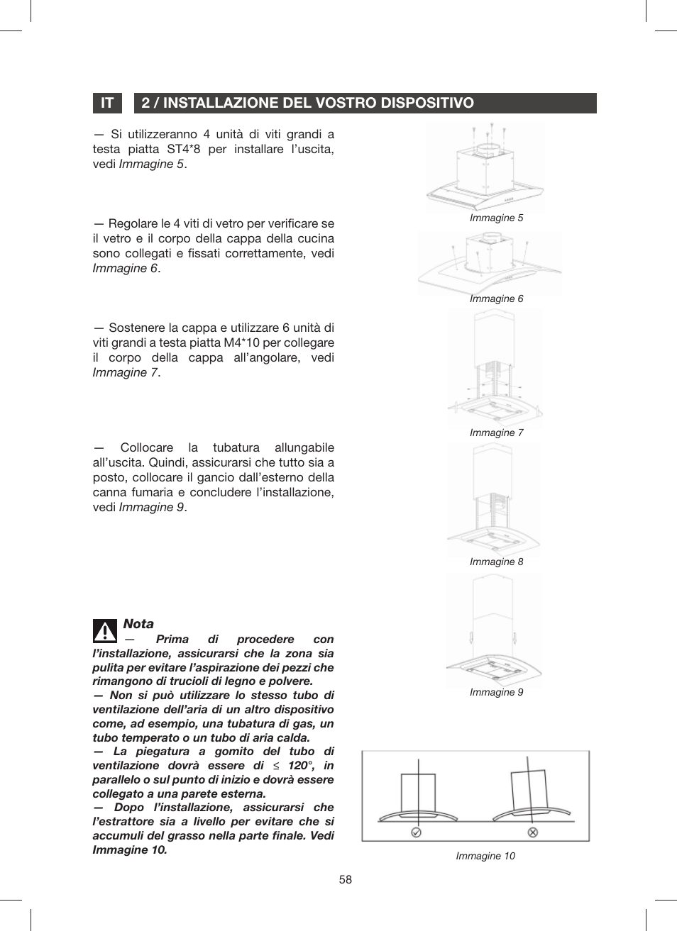 2 / installazione del vostro dispositivo it | Fagor 9CFV92IX User Manual | Page 58 / 144