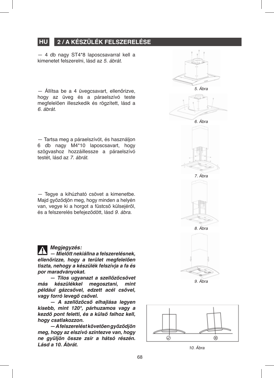 2 / a készülék felszerelése hu | Fagor 9CFV92IX User Manual | Page 68 / 144