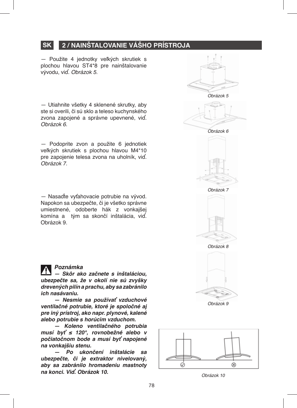2 / nainštalovanie vášho prístroja sk | Fagor 9CFV92IX User Manual | Page 78 / 144
