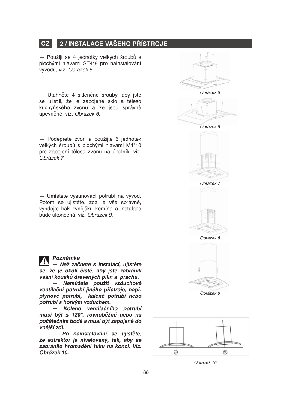 2 / instalace vašeho přístroje cz | Fagor 9CFV92IX User Manual | Page 88 / 144