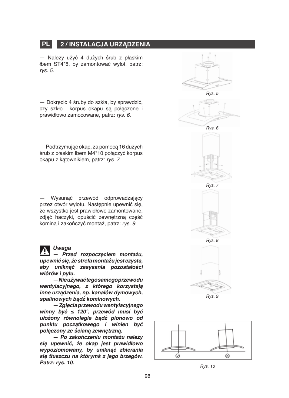 2 / instalacja urządzenia pl | Fagor 9CFV92IX User Manual | Page 98 / 144