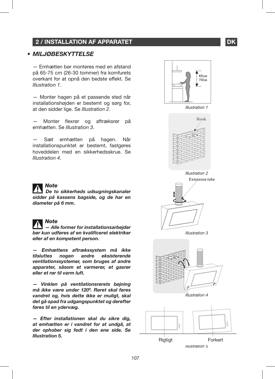 2 / installation af apparatet dk, Miljøbeskyttelse | Fagor 9CFM60N User Manual | Page 107 / 144