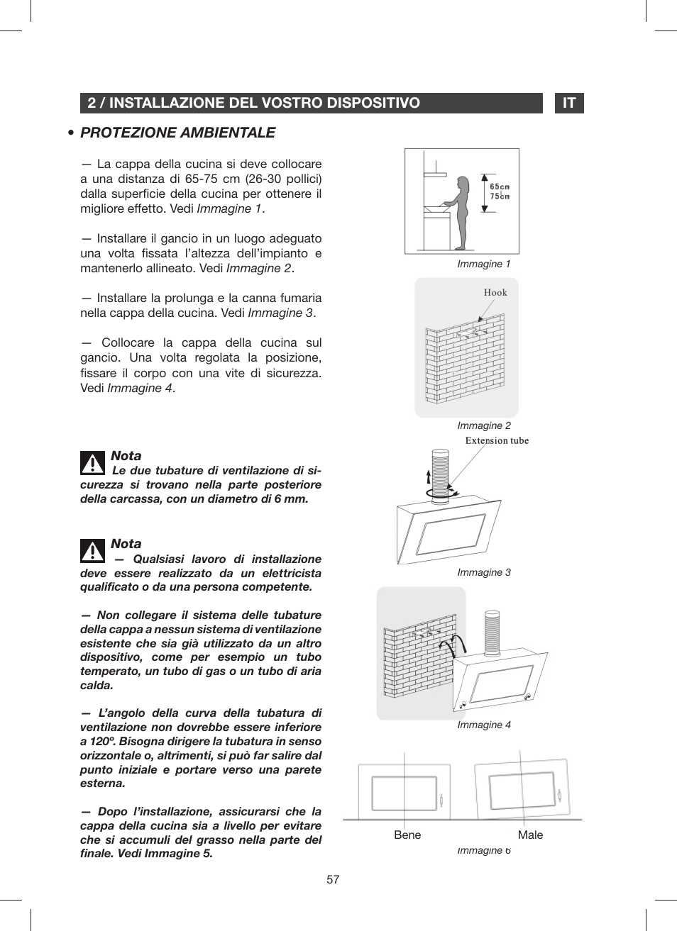 2 / installazione del vostro dispositivo it, Protezione ambientale | Fagor 9CFM60N User Manual | Page 57 / 144