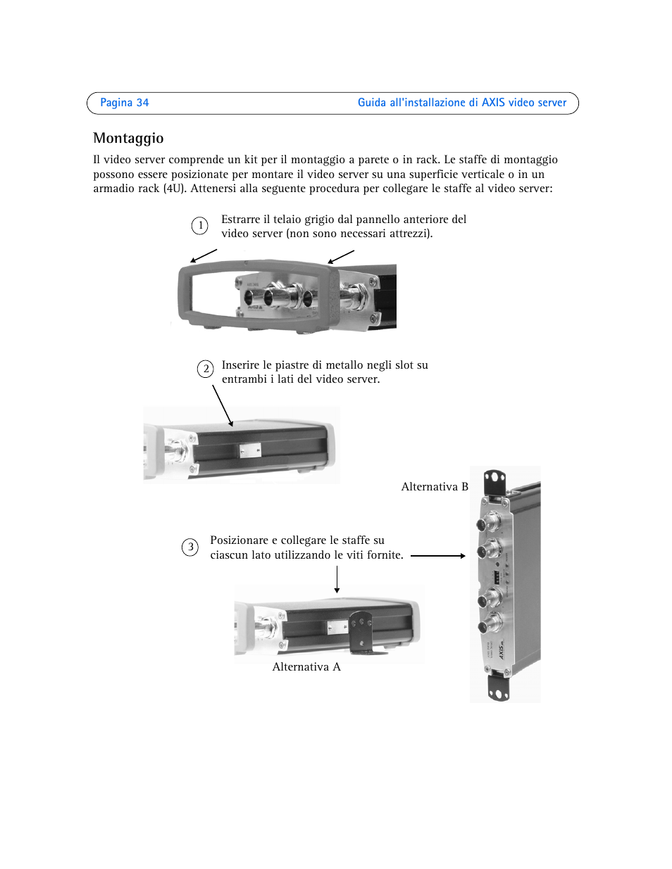 Montaggio | Axis Communications Axis Video Server AXIS 242S IV User Manual | Page 34 / 54
