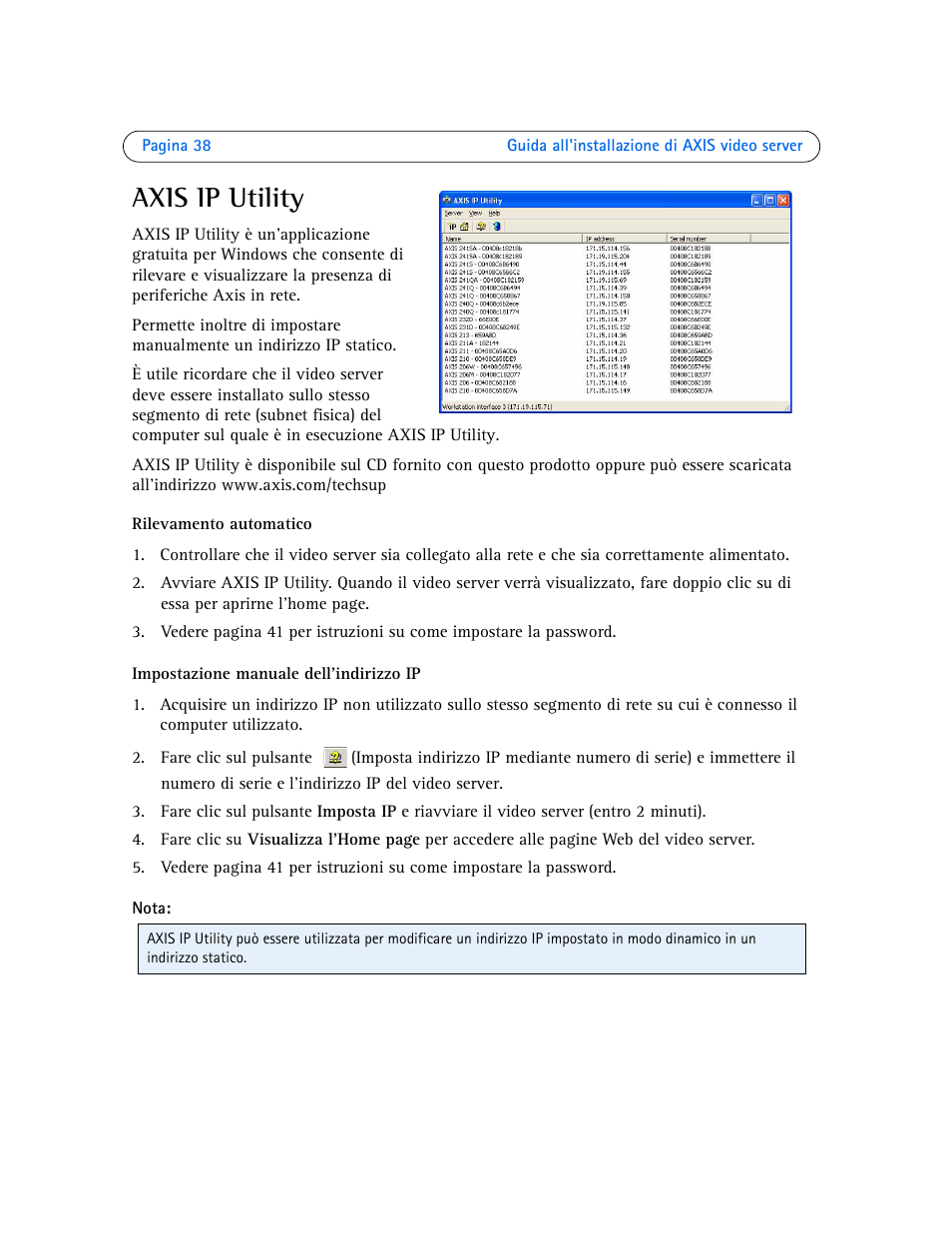 Axis ip utility | Axis Communications Axis Video Server AXIS 242S IV User Manual | Page 38 / 54