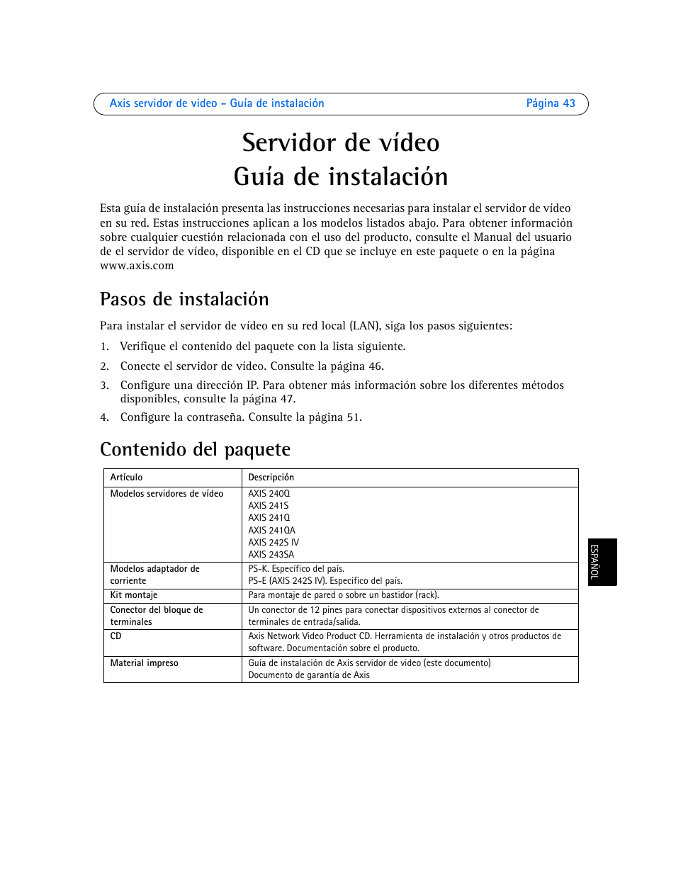 Axis Communications Axis Video Server AXIS 242S IV User Manual | Page 43 / 54