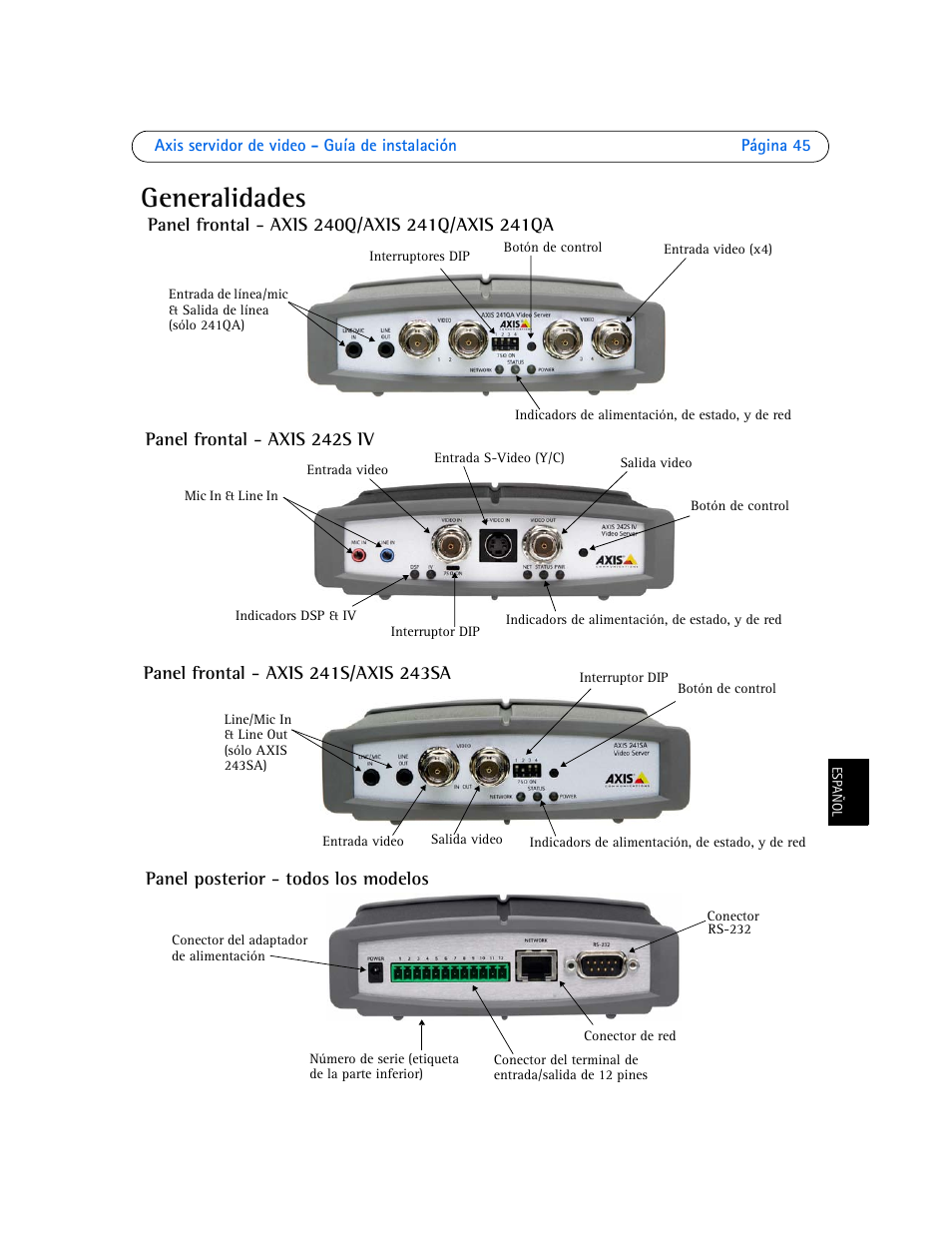 Generalidades | Axis Communications Axis Video Server AXIS 242S IV User Manual | Page 45 / 54